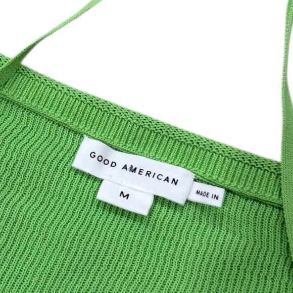 Good American Stretch Rib Knit Off Shoulder Top/Cardi In Lime - Picture 3 of 6
